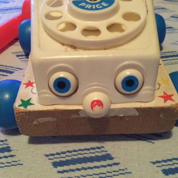 Vintage toy car telephone dial Fisher Price wood base - Picture 4 of 5